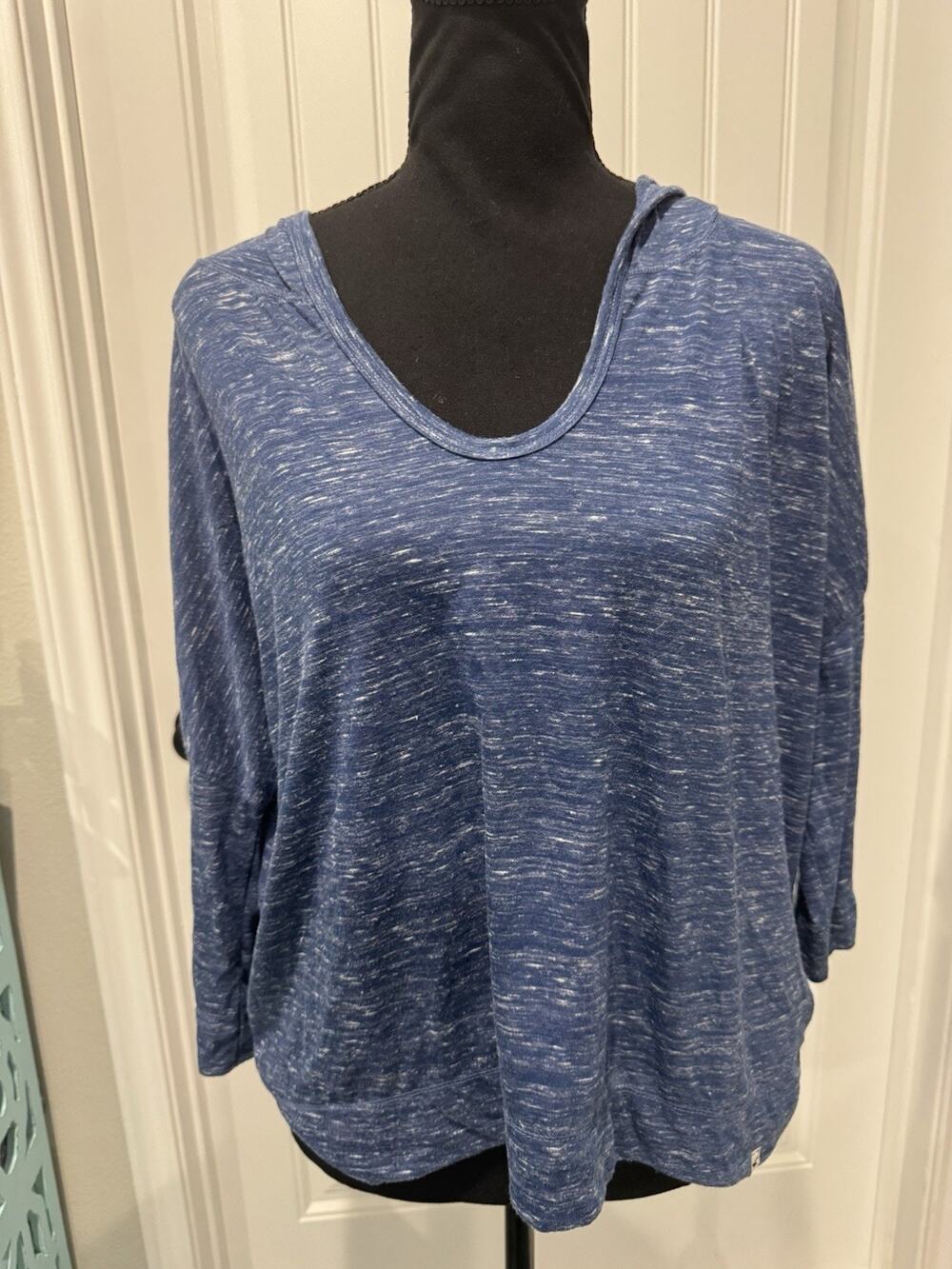 Awesome Holister Long Sleeve Hooded Shirt Womens Size Large Blue Top